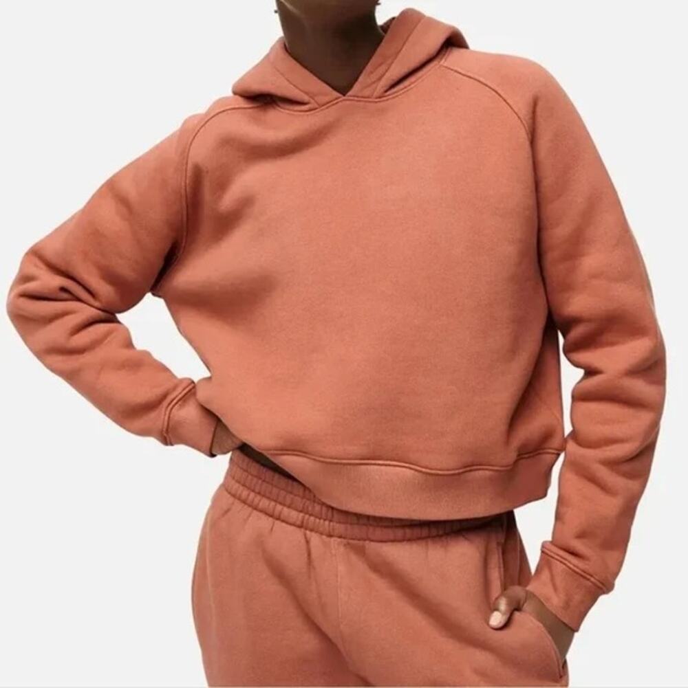 Outdoor Voices Nimbus Sierra Orange Crop Heavyweight Hoodie Pullover Sweatshirt